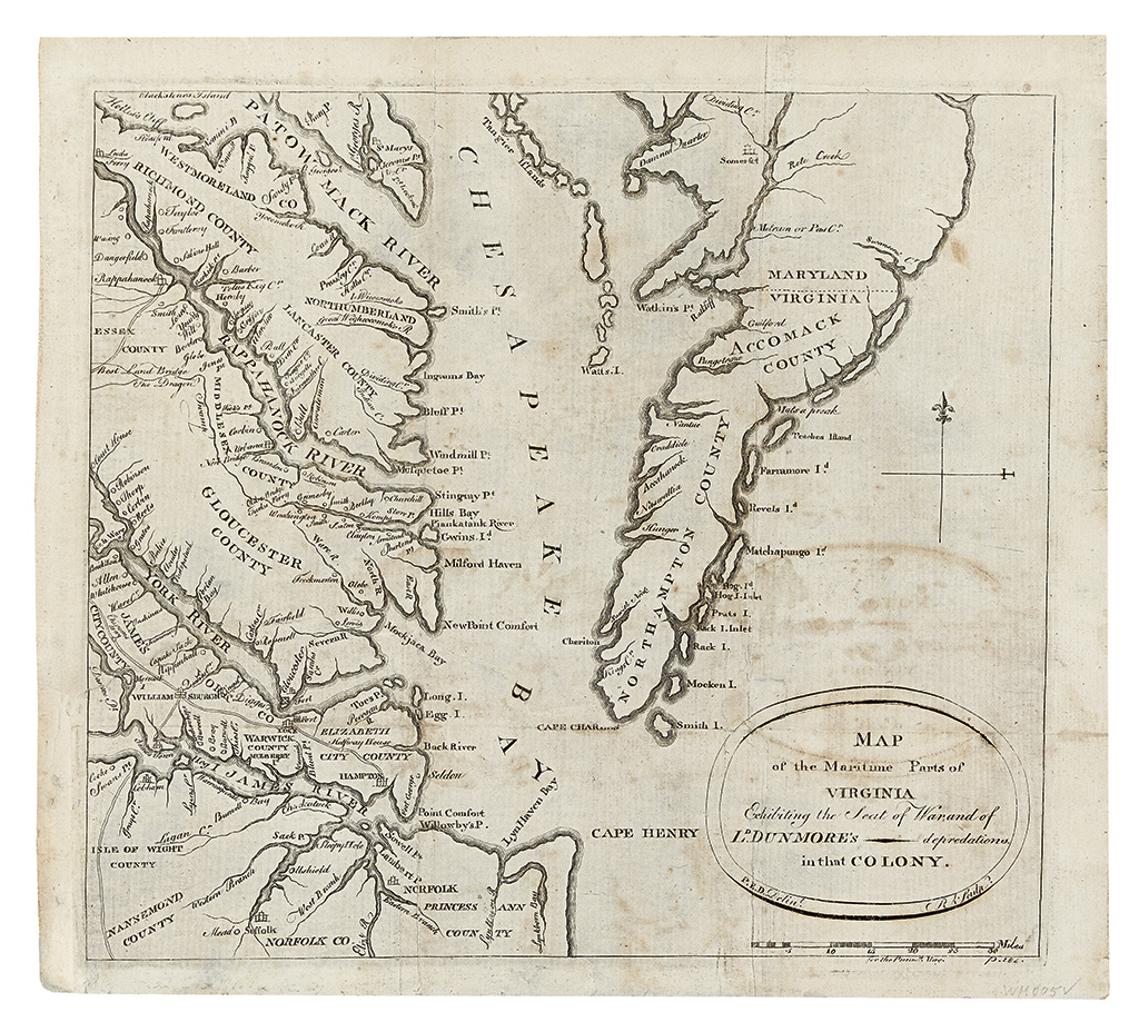 AITKEN, ROBERT; and SIMITIERE, PIERRE EUGENE du. Map of the Maritime parts of Virginia exhibiting the Seat of War